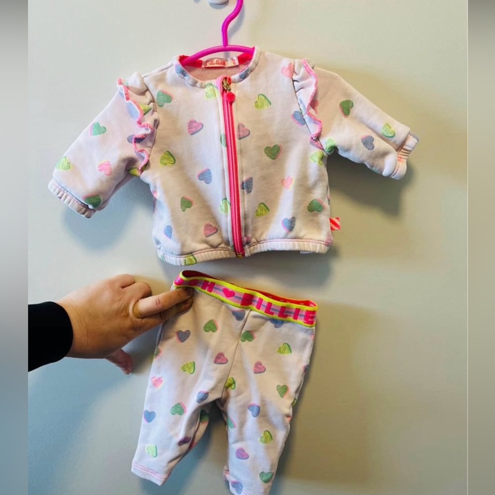 Billieblush Pastel Heart Print Baby Set